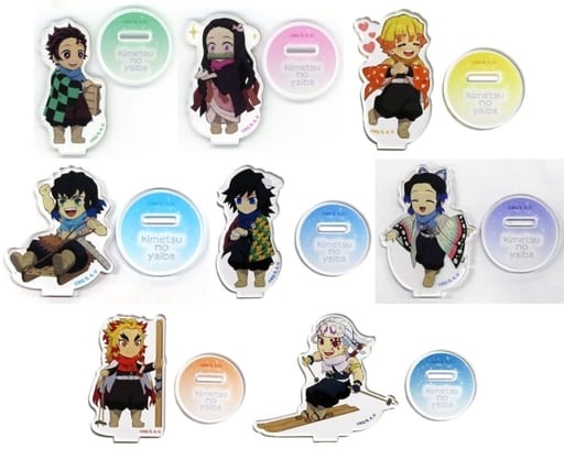 Tanjiro Kamado, etc. Demon Slayer: Kimetsu no Yaiba Random Acrylic Mascot All 8 Types Set Key Ring [USED]