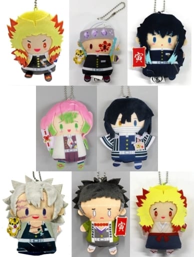 Kyojuro Rengoku, etc. Demon Slayer: Kimetsu no Yaiba PUPPELA Finger Mascot Collection New Year Ver. B All 8 Types Set Key Ring [USED]