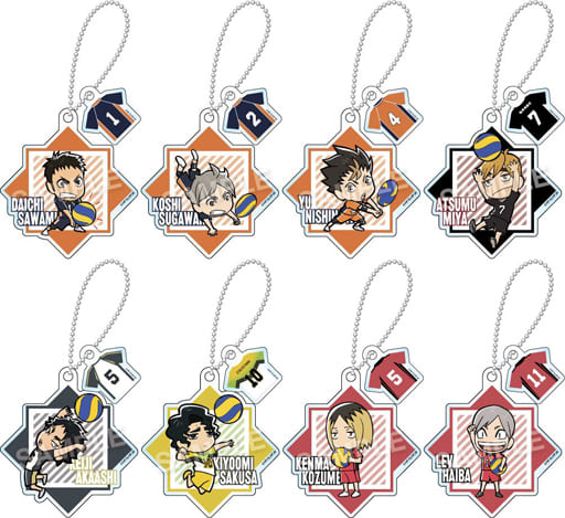 Daichi Sawamura, etc. Haikyu!! Acrylic Ball Chain with Parts Part 6 All 8 Types Set Key Ring [USED]