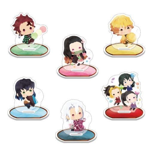 Tanjiro Kamado, etc. Demon Slayer: Kimetsu no Yaiba Yurafuwa Random Mini Acrylic Mascot Japanese Sweets Ver. Vol.1 All 6 Types Set Key Ring [USED]