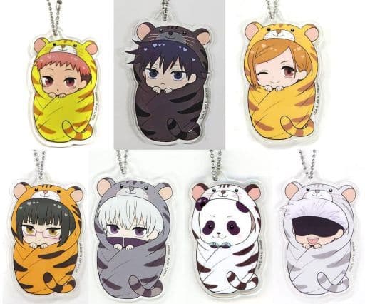 Satoru Gojo, etc. Jujutsu Kaisen Punitop Okurumi Tiger Assort Acrylic Charms Premium Bandai Limited All 7 Types Set Key Ring [USED]