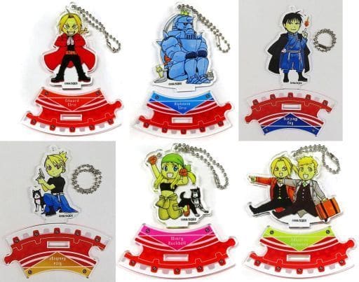 Edward Elric, etc. Fullmetal Alchemist Trading Transmutation Acrylic Stand Keychain Fullmetal Alchemist Exhibition Returns Limited All 6 Types Set Key Ring [USED]