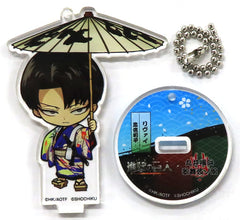 Levi Ackerman Attack on Titan Trading Mini Character Stand Key Chain Shiranami Goninotoko Kabuki Collaboration Marui Yokohama Kabukinoyakata Limited Key Ring [USED]