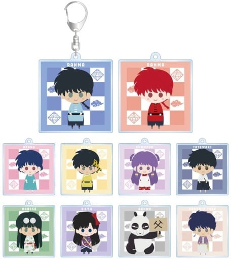 Ranma Saotome, etc. Ranma 1/2 NordiQ Trading Acrylic Key Chains All 10 Types Set Key Ring [USED]