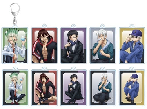 Senku Ishigami, etc. Dr. STONE Newly Drawn Illustration Pre-Petrification Ver. Trading Double-Sided Acrylic Keychain All 10 Types Set Key Ring [USED]
