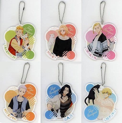 Ken Ryuguji, etc. Tokyo Revengers Trading Acrylic Charms with the Cat Ver. animate Limited All 6 Types Set Charm [USED]