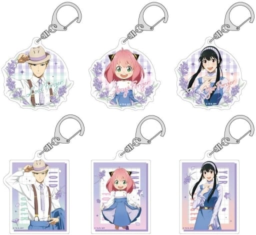Anya Forger, etc. SPY x FAMILY Trading Acrylic Keychains Link Coordination All 6 Types Set Key Ring [USED]