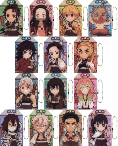 Nezuko Kamado, etc. Demon Slayer: Kimetsu no Yaiba Card Mascot Neo All 14 Types Set Key Ring [USED]