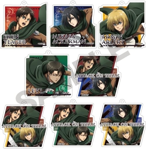 Ellen Yeager, etc. Attack on Titan Trading Acrylic Key Chains Action All 8 Types Set Key Ring [USED]