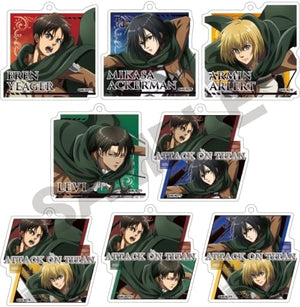 Ellen Yeager, etc. Attack on Titan Trading Acrylic Key Chains Action All 8 Types Set Key Ring [USED]