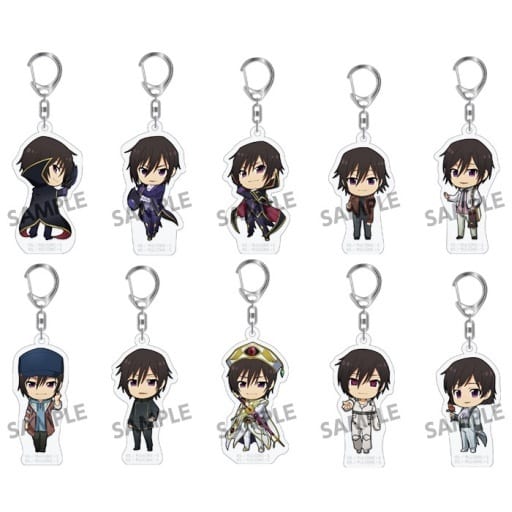 Lelouch Lamperouge, etc. Code Geass Trading Acrylic Key Chains Lelouch Collection All 10 Types Set Key Ring [USED]