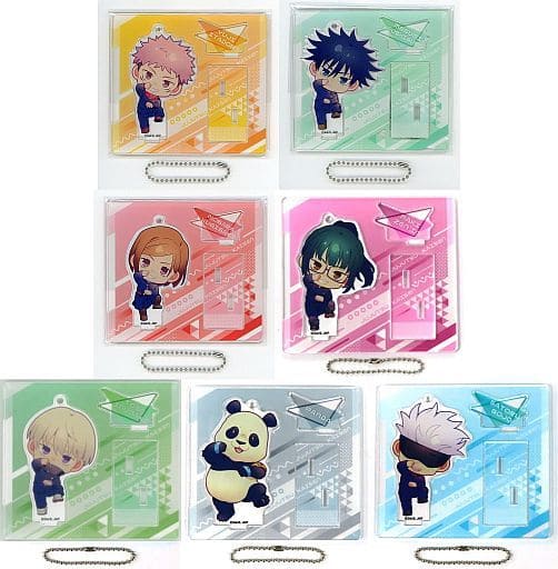 Satoru Gojo, etc. Jujutsu Kaisen Chibi Chara Trading Acrylic Stand Key Chain Anime Japan 2022 Ver. Animejapan 2022 Limited All 7 Types Set Key Ring [USED]