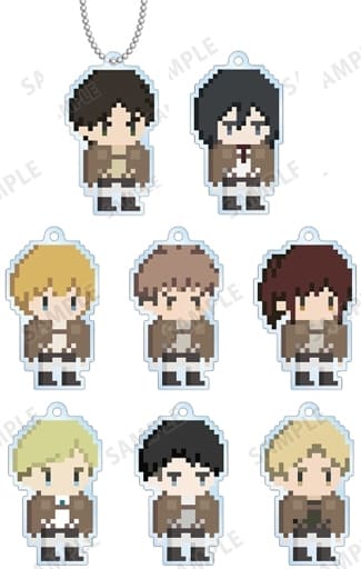 Ellen Yeager, etc. Attack on Titan Trading Acrylic Key Chains One Night Jinro Collaboration Pixel Art Ver. All 8 Types Set Key Ring [USED]