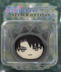 BAD BADTZ-MARU Levi Ackerman Attack On Titan X Sanrio Characters Omanjuu Niginigi Mascot Key Ring [USED]