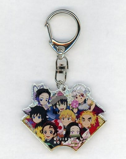 Tanjiro Kamado, etc. Demon Slayer: Kimetsu no Yaiba Neon Acrylic Key Chain Fan Shape Nijigen-No Mori Collaboration 2nd Limited Key Ring [USED]