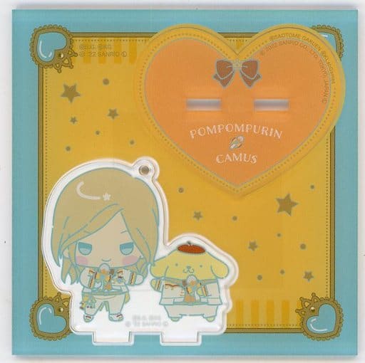 Pompompurin Camus Sanrio Characters X Uta No Prince-Sama Shining Live Acrylic Keychain With Stand Happy Smiling Stage Chibi Chara Ver. Sanrio Puroland Limited Key Ring [USED]