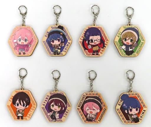 Nadeshiko Kagamihara, etc. Laid-Back Camp Trading Wood Keychains Pop Up Store in Loft Limited All 8 Types Set Key Ring [USED]