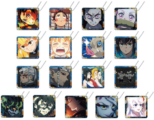 Zenitsu Agatsuma, etc. Demon Slayer: Kimetsu no Yaiba Entertainment District Arc Capsule Square Famous Scene Acrylic Charm All 17 Types Set Key Ring [USED]