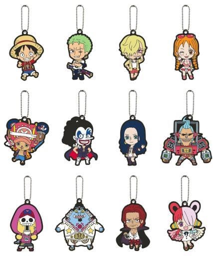Roronoa Zoro, etc. One Piece Capsule Rubber Mascot All 12 Types Set Key Ring [USED]