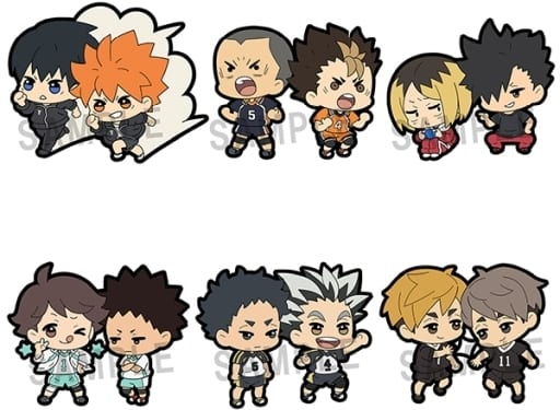Shoyo Hinata Tobio Kageyama, etc. Haikyu!! Rubber Mascot Buddycolle All 6 Types Set Key Ring [USED]