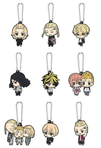 Chifuyu Matsuno, etc. Tokyo Revengers Capsule Rubber Mascot 4 All 9 Types Set Key Ring [USED]