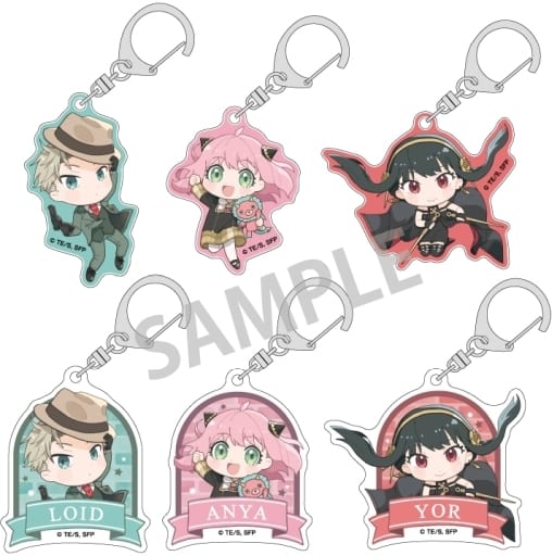 Anya Forger, etc. SPY x FAMILY Trading Acrylic Keychains Okkochi All 6 Types Set Key Ring [USED]