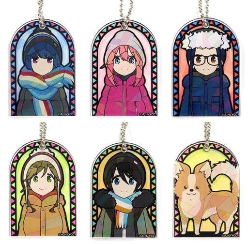 Rin Shima, etc. Laid-Back Camp Chara Stained Series Acrylic Ball Chain Set Casual Ver. Key Ring [USED]