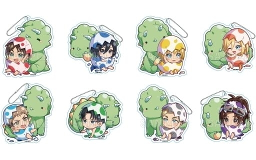 Mikasa Ackerman, etc. Attack on Titan Gyaokore Trading Acrylic Key Chains Baby Tama Ver. All 8 Types Set Key Ring [USED]