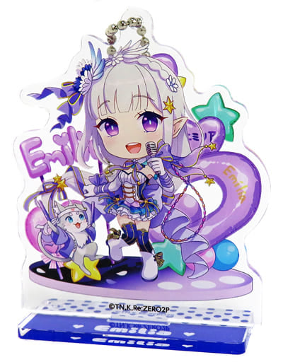 Emilia Idol Ver. Re:ZERO -Starting Life in Another World- Trading Acrylic Stand Keychain SHIBUYA SCRAMBLE FIGURe POP UP SHOP in SHIBUYA Limited Key Ring [USED]