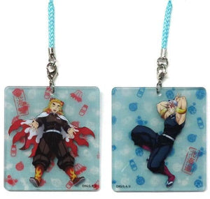 Kyojuro Rengoku Tengen Uzui Demon Slayer: Kimetsu no Yaiba Acrylic Netsuke Set Total Concentration Exhibition Mugen Train & Entertainment District Arc Hokkaido Venue Limited Key Ring [USED]