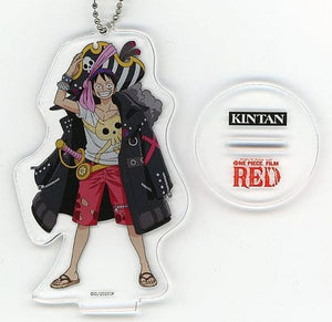 Monkey D. Luffy One Piece FILM RED Acrylic Key Ring with Pedestal Isetan Limited Actual Size! Bone-in Meat and KINTAN Grilled Meat 5-Piece Set Included Key Ring [USED]