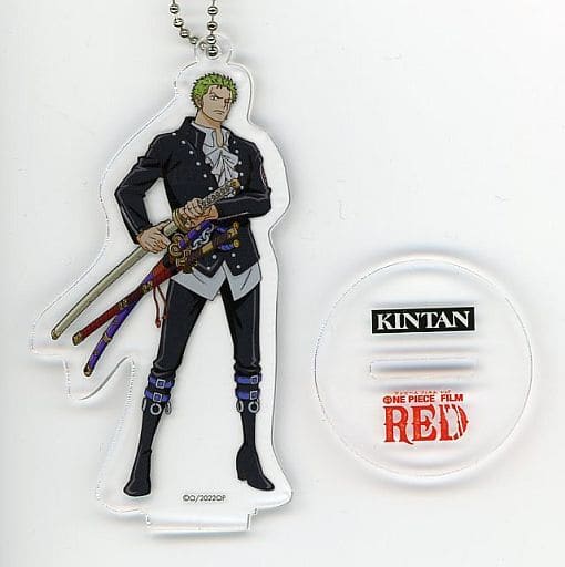 Roronoa Zoro One Piece FILM RED Acrylic Key Ring with Pedestal Isetan Limited Actual Size! Bone-in Meat and KINTAN Grilled Meat 5-Piece Set Included Key Ring [USED]