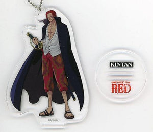 Shanks One Piece FILM RED Acrylic Key Ring with Pedestal Isetan Limited Actual Size! Bone-in Meat and KINTAN Grilled Meat 5-Piece Set Included Key Ring [USED]