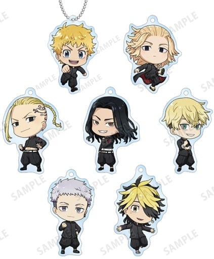 Manjirou Sano, etc. Tokyo Revengers Chibi Chara Trading Acrylic Key Chains All 7 Types Set Key Ring [USED]