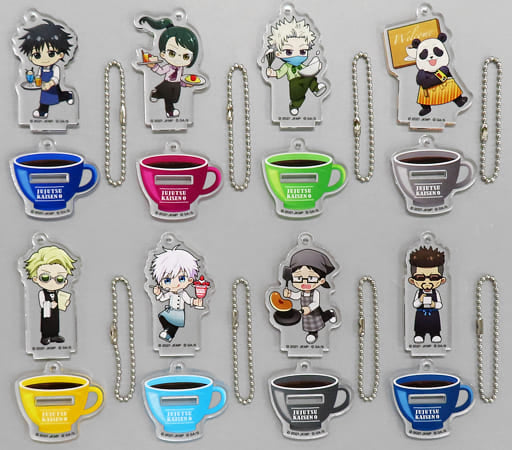 Yuta Okkotsu, etc. Jujutsu Kaisen 0 Acrylic Key Chain Collection Waiter Ver. Tower Records Cafe Limited All 8 Types Set Key Ring [USED]