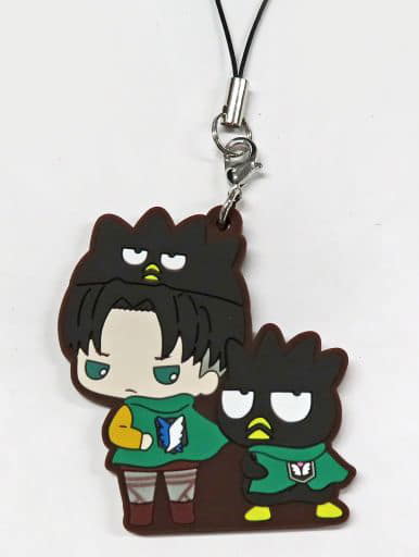 Levi Ackerman BAD BADTZ-MARU Attack On Titan X Sanrio Characters Trading Rubber Strap Key Ring [USED]