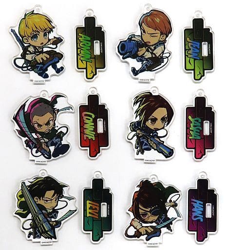 Armin Arlert, etc. Attack on Titan Trading Acrylic Stand Charms Human Race B E-Diner Titan Cafe Limited All 6 Types Set Key Ring [USED]