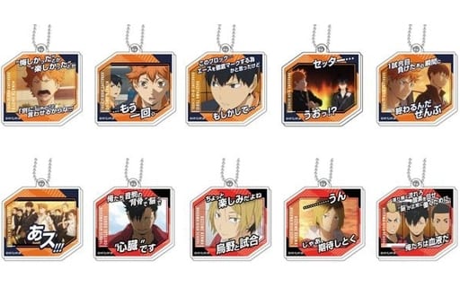 Shoyo Hinata, etc. Haikyu!! Purapura Acrylic Key Chain Famous Scene Series Vol.1 Karasuno Nekoma All 10 Types Set Key Ring [USED]