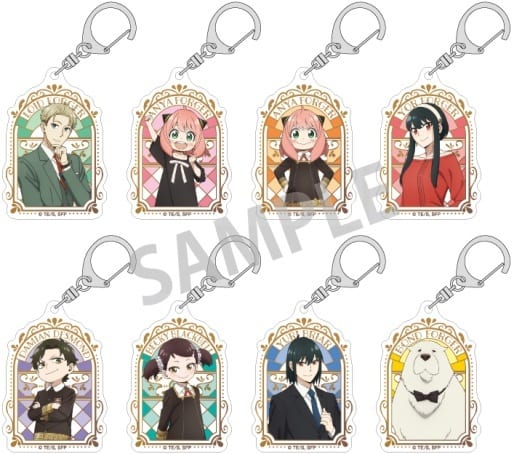 Anya Forger, etc. SPY x FAMILY Trading Acrylic Keychains 2nd All 8 Types Set Key Ring [USED]
