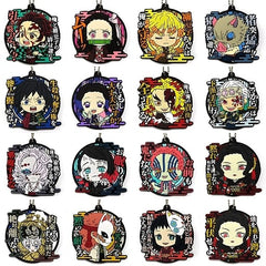 Nezuko Kamado, etc. Demon Slayer: Kimetsu no Yaiba Ichiban Kuji Kisatsu no Kokorozashi Rubber Mascot with Quote Kyun Chara Illustrations Prize G All 16 Types Set Key Ring [USED]