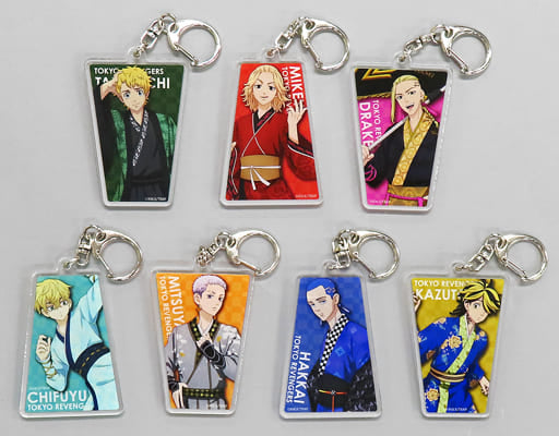 Manjirou Sano, etc. Tokyo Revengers eeo Kuji Acrylic Key Chain Prize D All 7 Types Set Key Ring [USED]