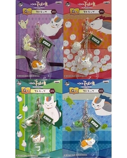 Nyanko-sensei, etc. Natsume's Book of Friends Ichiban Kuji Bookstore Tamatebako Strap Prize G All 4 Types Set Key Ring [USED]