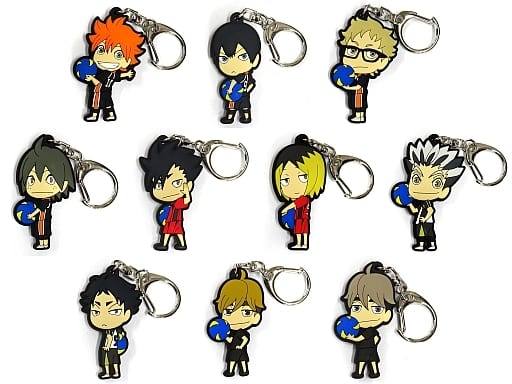 Tobio Kageyama, etc. Haikyu!! Toretra Double-Sided Rubber Key Chain Furimukime All 10 Types Set Key Ring [USED]