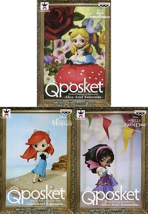 Alice , etc. Disney Series Q posket petit Alice Ariel Esmeralda All 3 Types Set Female Figure [USED]