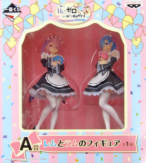 Rem & Ram Ichiban Kuji Re:Zero Starting Life in Another World Happy Birthday Rem&Ram! Prize A Rem and Ram Figures Female Figure [USED]