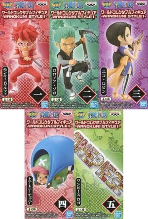 Monkey D. Luffy , etc. One Piece World Collectable Figure WANOKUNI STYLE1 All 5 Types Set Trading Figure [USED]