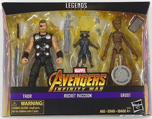 Thor & Rocket & Groot 3 Pack Avengers: Infinity War Hasbro Action Figures 6 Inch Legends Toys R Us Limited Figure [USED]