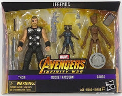 Thor & Rocket & Groot 3 Pack Avengers: Infinity War Hasbro Action Figures 6 Inch Legends Toys R Us Limited Figure [USED]