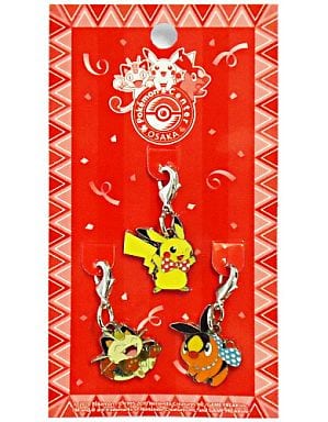 Pikachu & Meowth & Tepig Metal Charm Set Pokemon Pokemon Center Osaka Limited Key Ring  [USED]