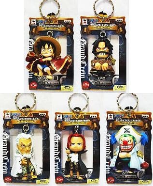 Monkey D. Luffy, etc. One Piece Deformed Figure Key Chain Grand Crew All 5 Types Set Key Ring [USED]